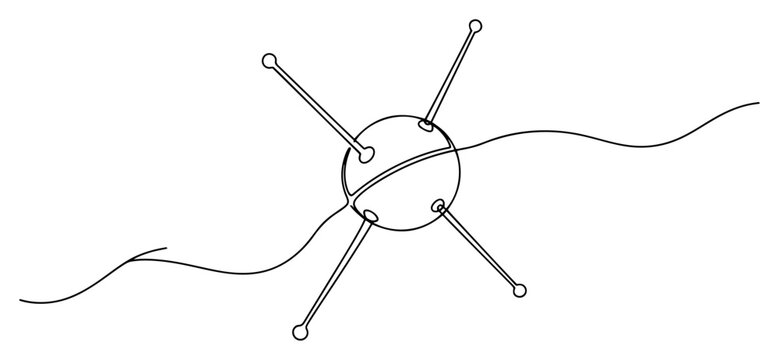 Sputnik satellite orbiting in space continuous line art