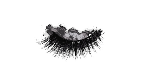 Black false eyelash isolated on white background