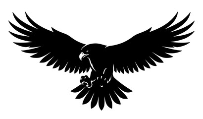 Fototapeta premium Majestic Flying Eagle Black Silhouette Vector Artwork
