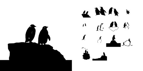 Pair Of Penguins On An Iceberg Silhouette © 99___Designer