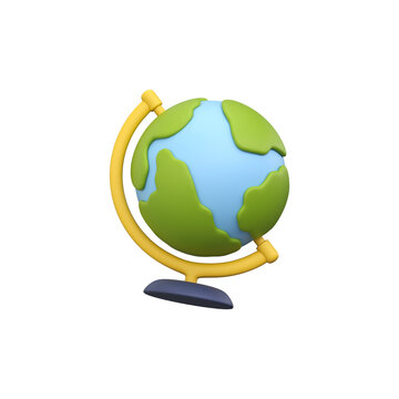 3D globe icon, Back to School 3D element