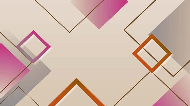 Abstract geometric background with overlapping squares and diagonal lines animation