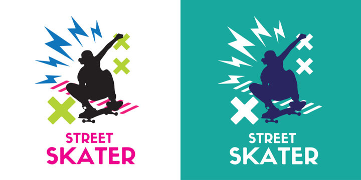 Modern Skateboarding Logo Set with Urban Street Style Elements