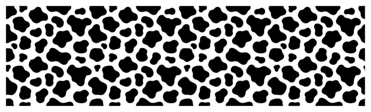 Cow spots pattern with organic animal print shapes in high contrast style