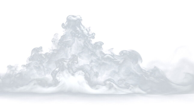 Thick White Smoke Plume Fog Mist Cloud Overlay Isolated PNG, Realistic Dry Ice Vapor Heavy Blast, Atmospheric Magic Spooky Stage Explosion Effect