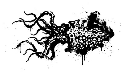 Kraken squid sea monster with long tentacles in dark gothic stencil style © UrbanDruid