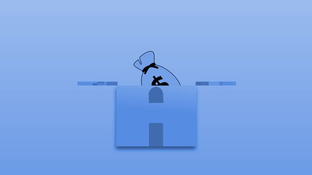 Minimalist dollar money bag centered gradient background animation