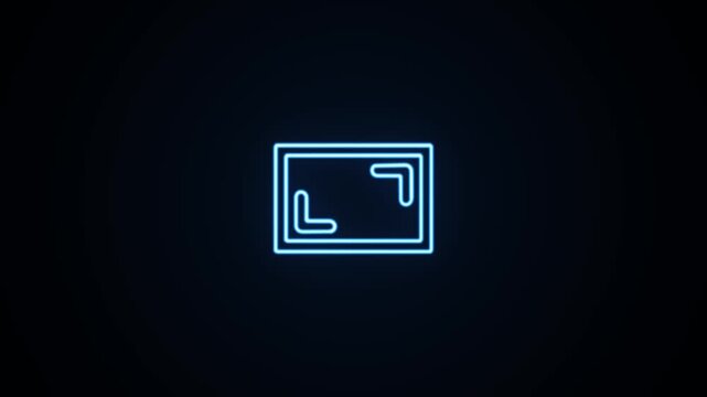 Blue neon rectangular viewfinder icon