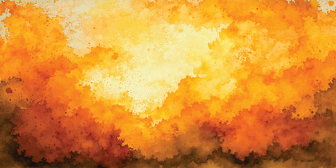 Abstract Orange and Yellow Watercolor Background with Splatter Texture © Silhouette Studio