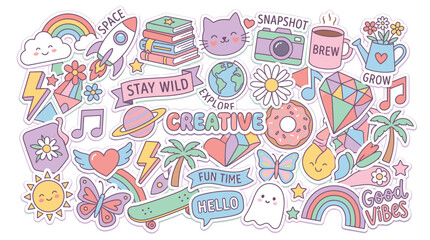 Colorful stickers and cartoon illustrations. © SuryaAji