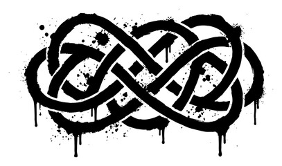 celtic knot infinity symbol with dripping paint in grunge street art style © UrbanDruid