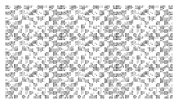 Abstract seamless halftone dot matrix pattern in black and white digital style