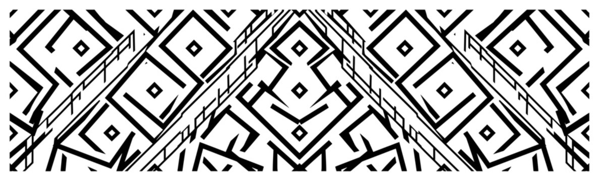 tribal geometric border pattern with aztec diagonal stripes in ethnic style