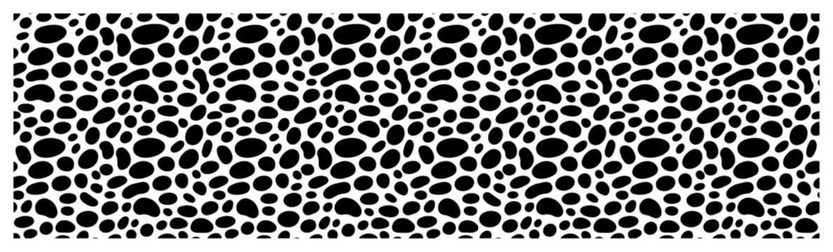 organic pebble cobblestone border pattern in black and white mosaic style