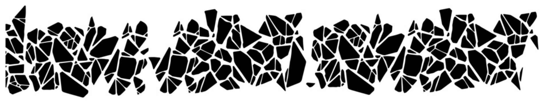 Broken stone shards and fractured crystalline mosaic in abstract style