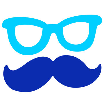 Ilustra&ccedil;&atilde;o &oacute;culos e bigode de dia dos pais simples azul em hand drawn