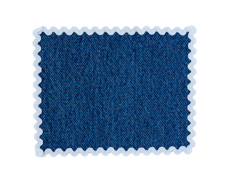 Blue Denim Fabric Patch with White Ricrac Border