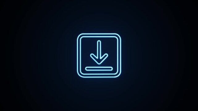 Blue neon download icon