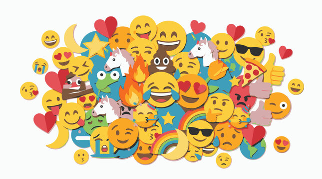 Collection of various smiling emojis faces.