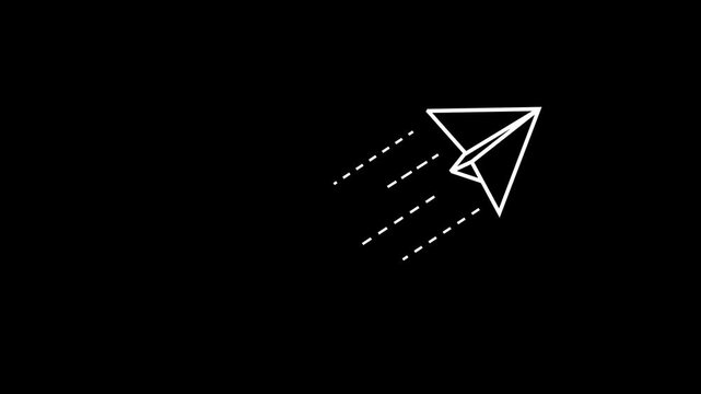 animated flying paper airplane icon, paper airplane animation, sending message
