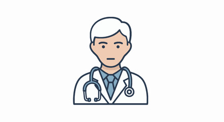 Fototapeta premium Male doctor icon with stethoscope, professional medical avatar