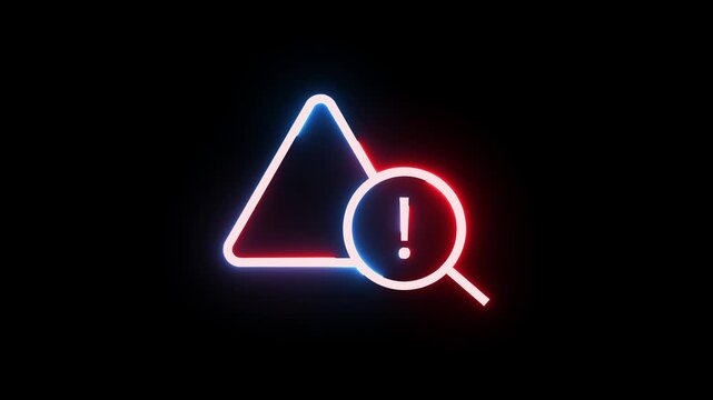 Danger alert or error message system software with magnification search and exclamation.