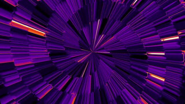 Purple Neon Abstract Data Tunnel With Radial Light Streaks And Futuristic Technology Motion Background