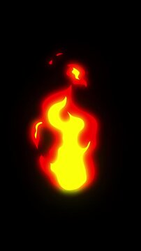 anime fire, flame, burning 2d cartoon FX looping animation with alpha channel