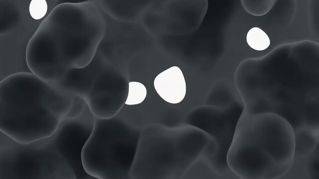 Monochromatic Dark Smoke Morphing and Evolving into Abstract Shapes, Deep Charcoal Fluid Motion Background in Full HD