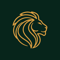 Golden lion head logo silhouette for branding and identity design © SEA VIEW