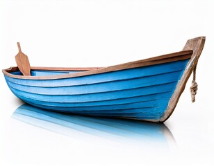Fototapeta premium blue wooden boat of isolated cutout object on white background