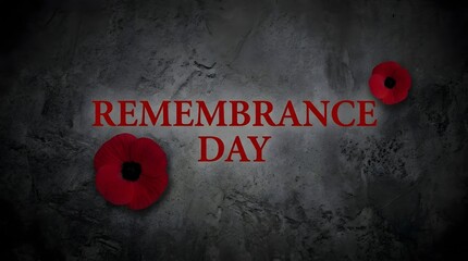 Remembrance day poppy floral design with textured gray background