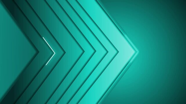 Abstract chevron layers pointing right on a gradient background, modern geometric design with copy space animation