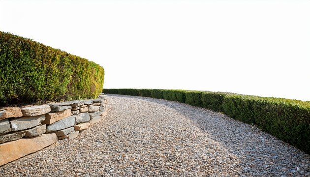 gravel pathway with stone border isolated