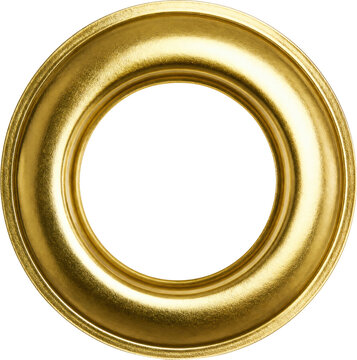 Gold metal eyelet grommet isolated on transparent background