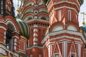  A close-up of the painted domes of St. Basil's Cathedral  in Moscow. © Natalia
