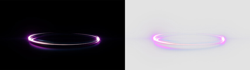 Bright circular light effect on a transparent background during an artistic display in a creative space © tanandaa