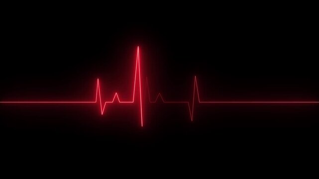 Neon line Heartbeat love electrocardiogram animation, Heart Line, Heart rhythm, heart beat pulse, Abstract heart beats, love border in hart on the black background