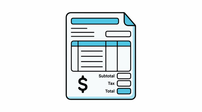 A digital illustration of a receipt with a dollar sign and subtotal tax total sections