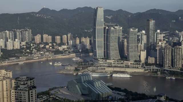 Chongqing cyberpunk city skyline fast loop