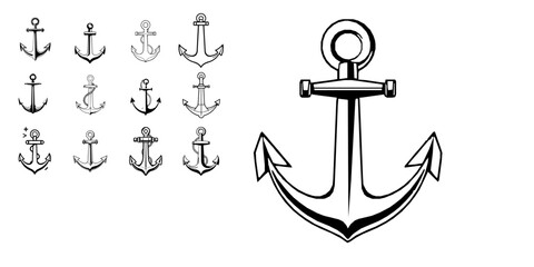 Fototapeta premium Anchor Outline Icon