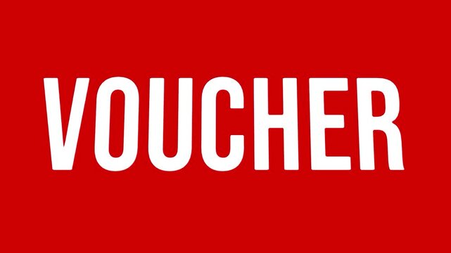 Vibrant red voucher typography text graphic layout perfect for business marketing advertisement promotional campaign discount offer retail sale e-commerce video banner
