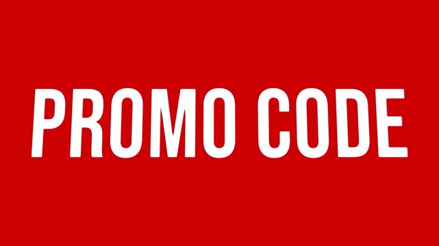 Promotional red promo code typography text block ideal for e-commerce website business marketing discount campaign digital advertising seasonal shopping video banner
