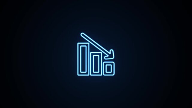 Blue neon declining bar chart