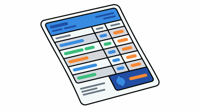 A colorful graphic representation of a mobile device screen displaying a form