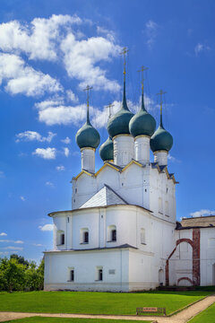 Apse view of Church of St. Gregory the Theologian in Rostov Kremlin, Russia. Ancient orthodox architecture under daylight