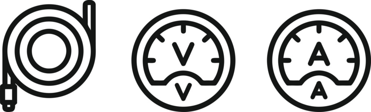 Electrical Measurement Icons on on a transparent background