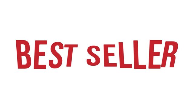 Red best seller typography text graphic block on isolated white background for commercial retail marketing promotion campaign video intro animation