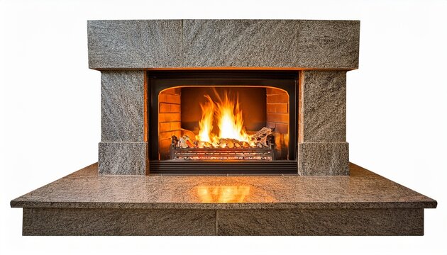 fireplace modern classic and stone style beautiful lit fireplaces surrounded by modern tile isolated on white background