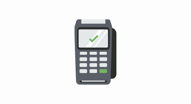 Payment terminal with green checkmark on screen